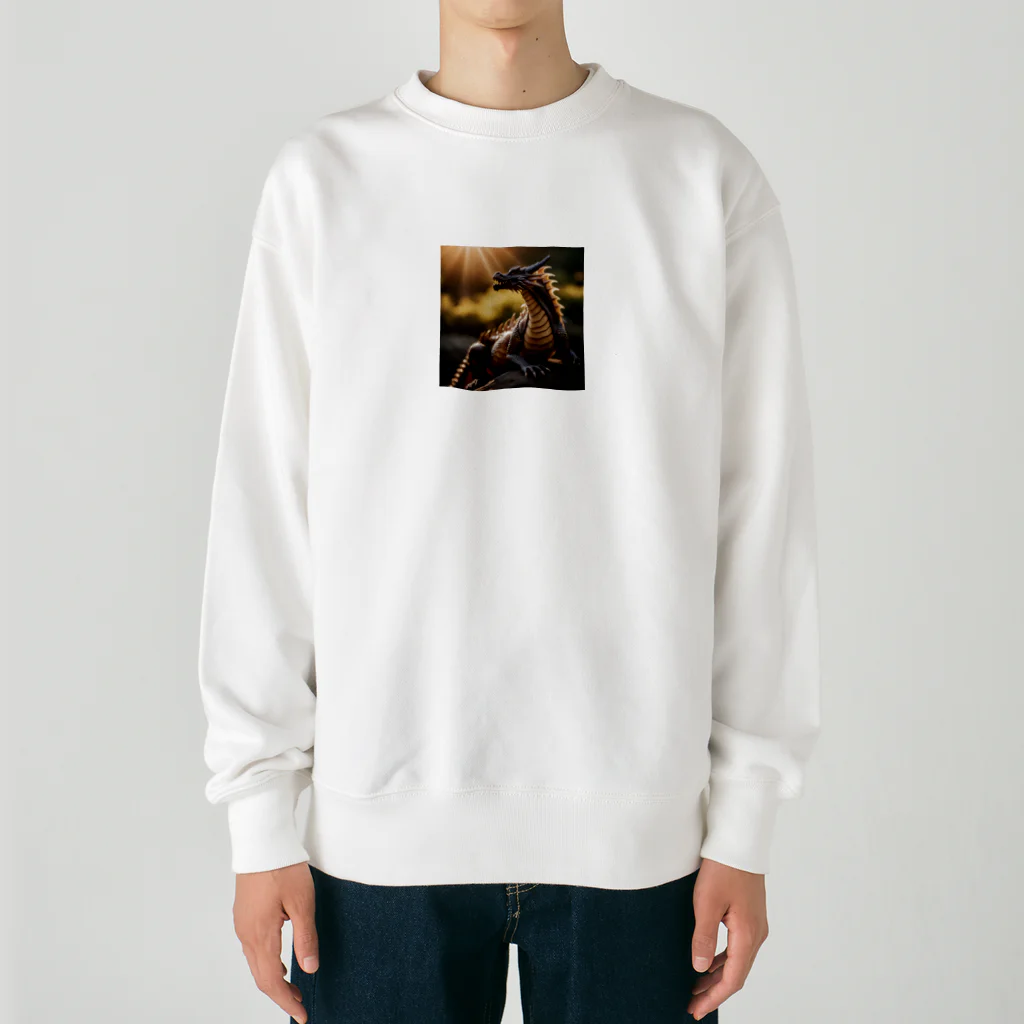 rian14の日光浴をしている龍 Heavyweight Crew Neck Sweatshirt