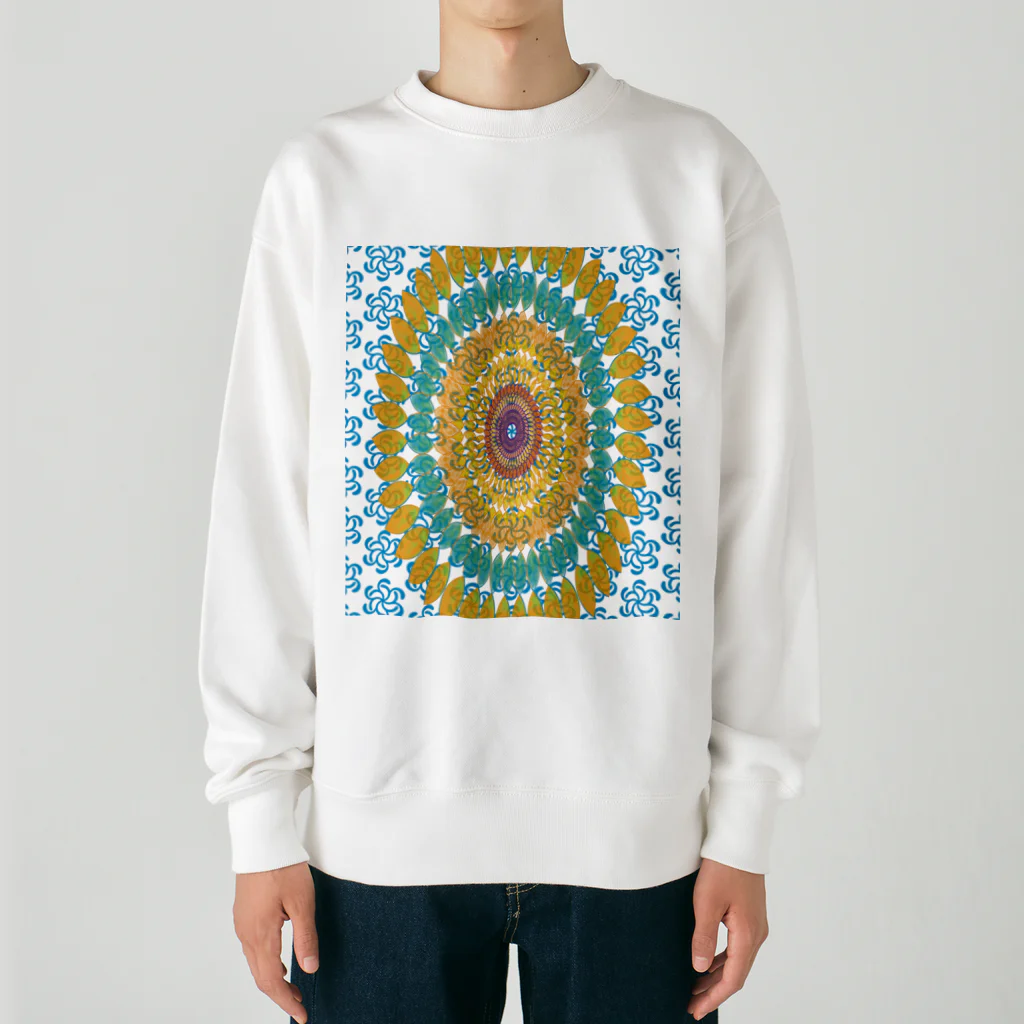 ロブ氏 イラストグッズ！の水辺に浮かぶひまわりの花 Heavyweight Crew Neck Sweatshirt