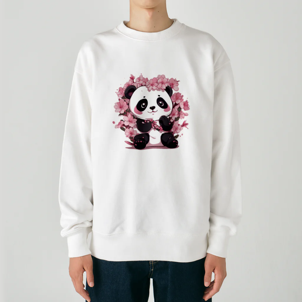 waterpandaの満開桜とパンダ Heavyweight Crew Neck Sweatshirt