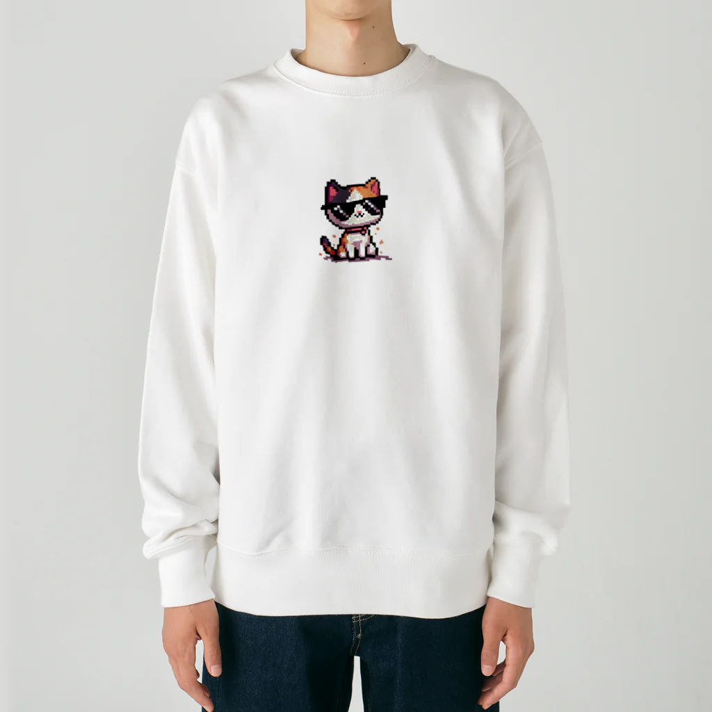 BinaryStoreのサングラスをかけた三毛猫 Heavyweight Crew Neck Sweatshirt