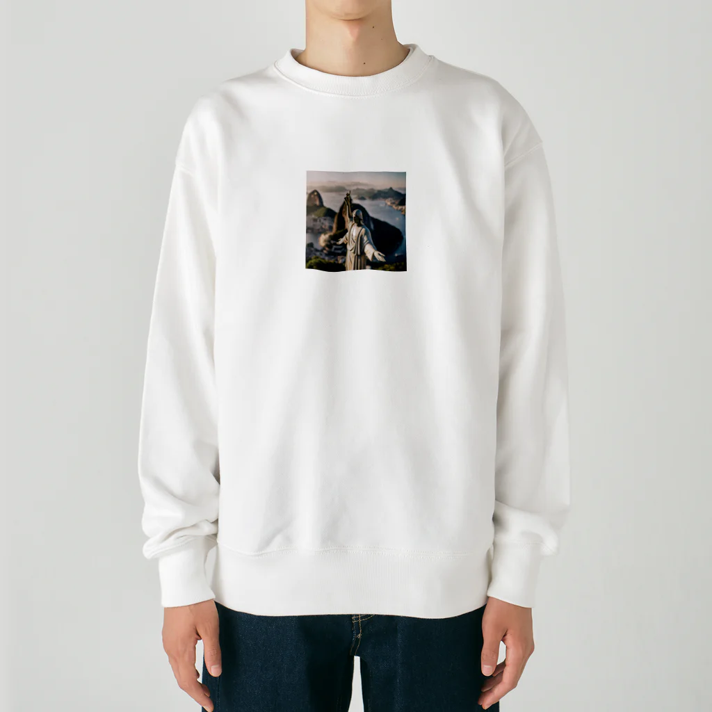 metametamonnのブラジルのリオデジャネイロのコルコバードのキリスト像 Heavyweight Crew Neck Sweatshirt