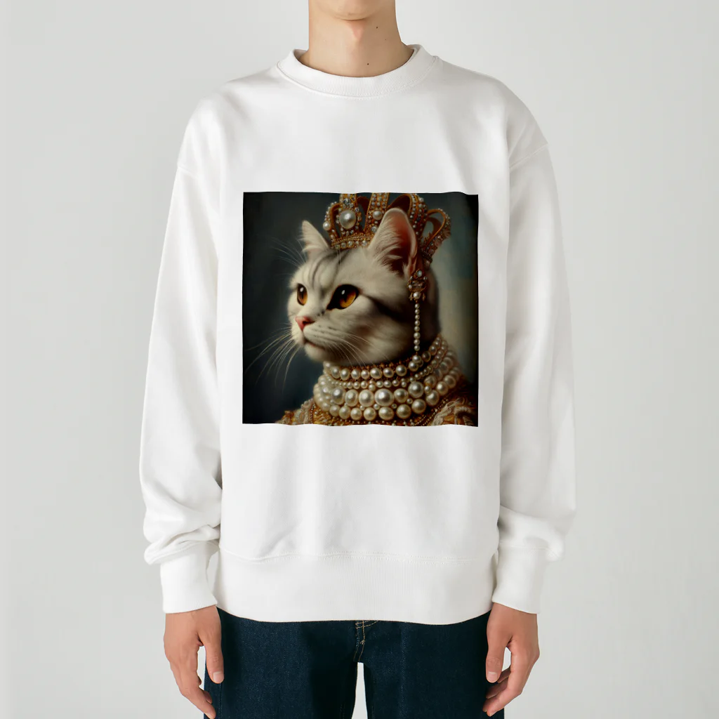 esmeralda64の真珠猫 メアリー1世 Heavyweight Crew Neck Sweatshirt