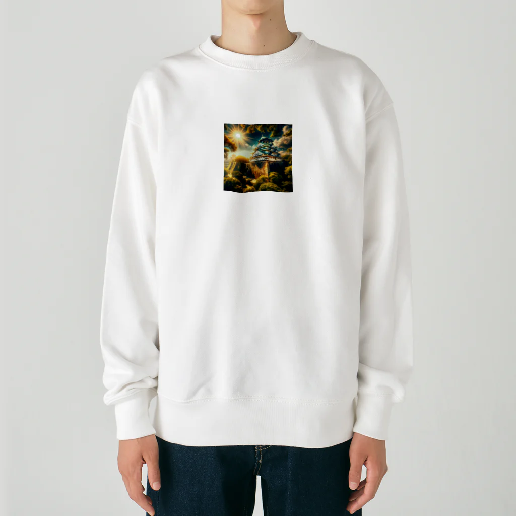 戦国時代マニアの夏の輝きを放つ大阪城 Heavyweight Crew Neck Sweatshirt