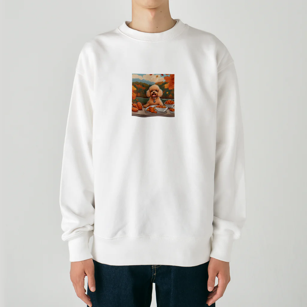 ワンちゃん大好きの秋を楽しむトイプードル Heavyweight Crew Neck Sweatshirt