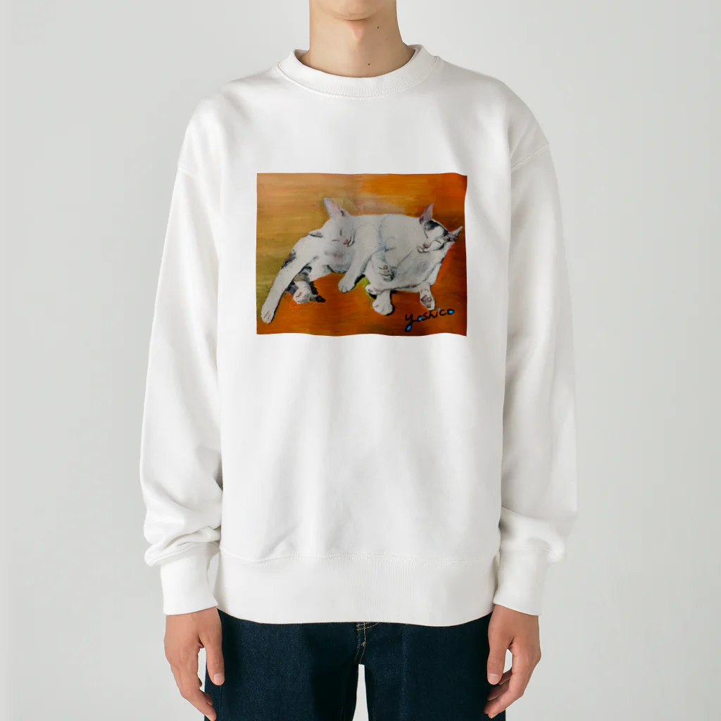 Yoshico-1655の幸せな夢をみる仔猫たち・油絵 Heavyweight Crew Neck Sweatshirt