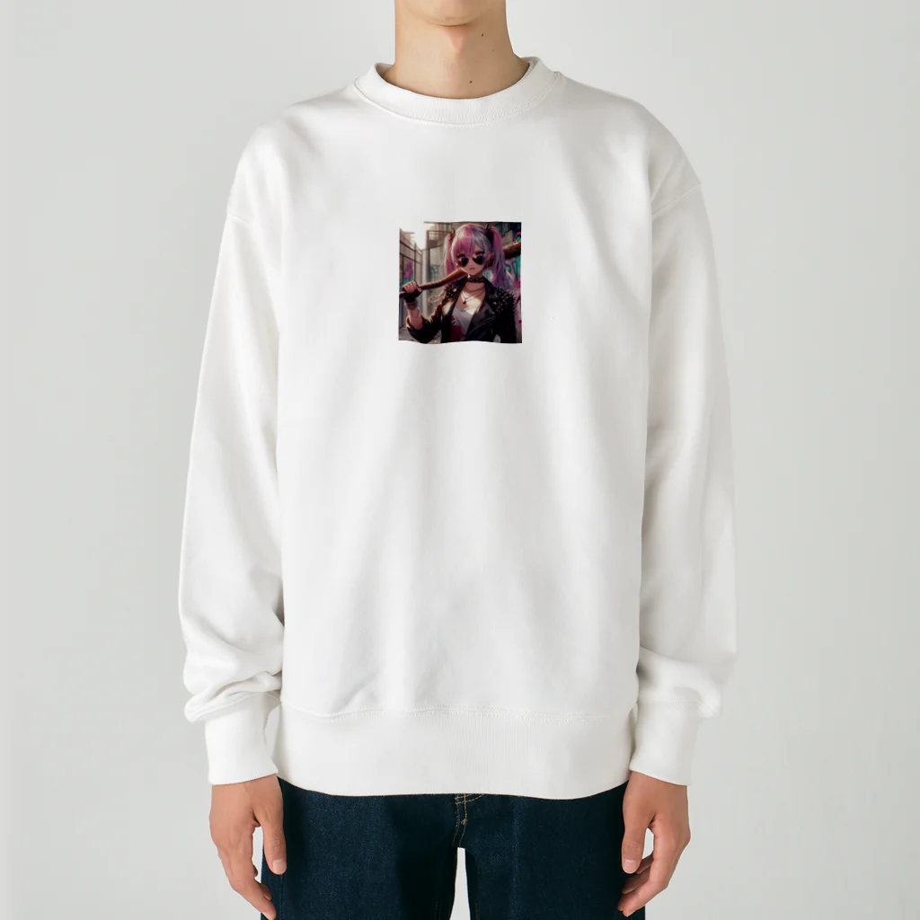 NunPUのスタイリッシュガール Heavyweight Crew Neck Sweatshirt