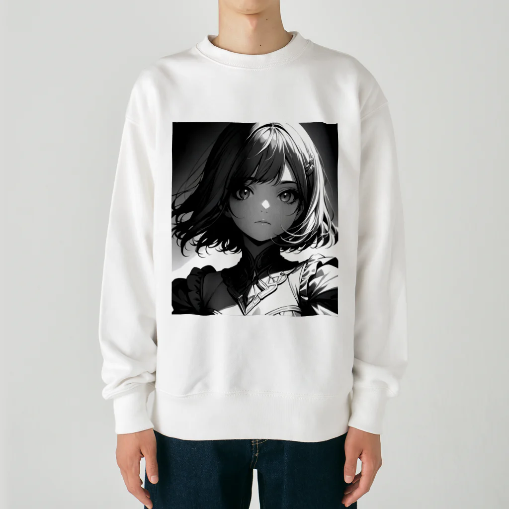 Relaxing Beatsのモノクロ美少女 Heavyweight Crew Neck Sweatshirt