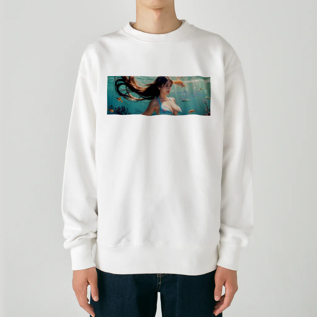 ramekoのラメ子_水着_青02 Heavyweight Crew Neck Sweatshirt