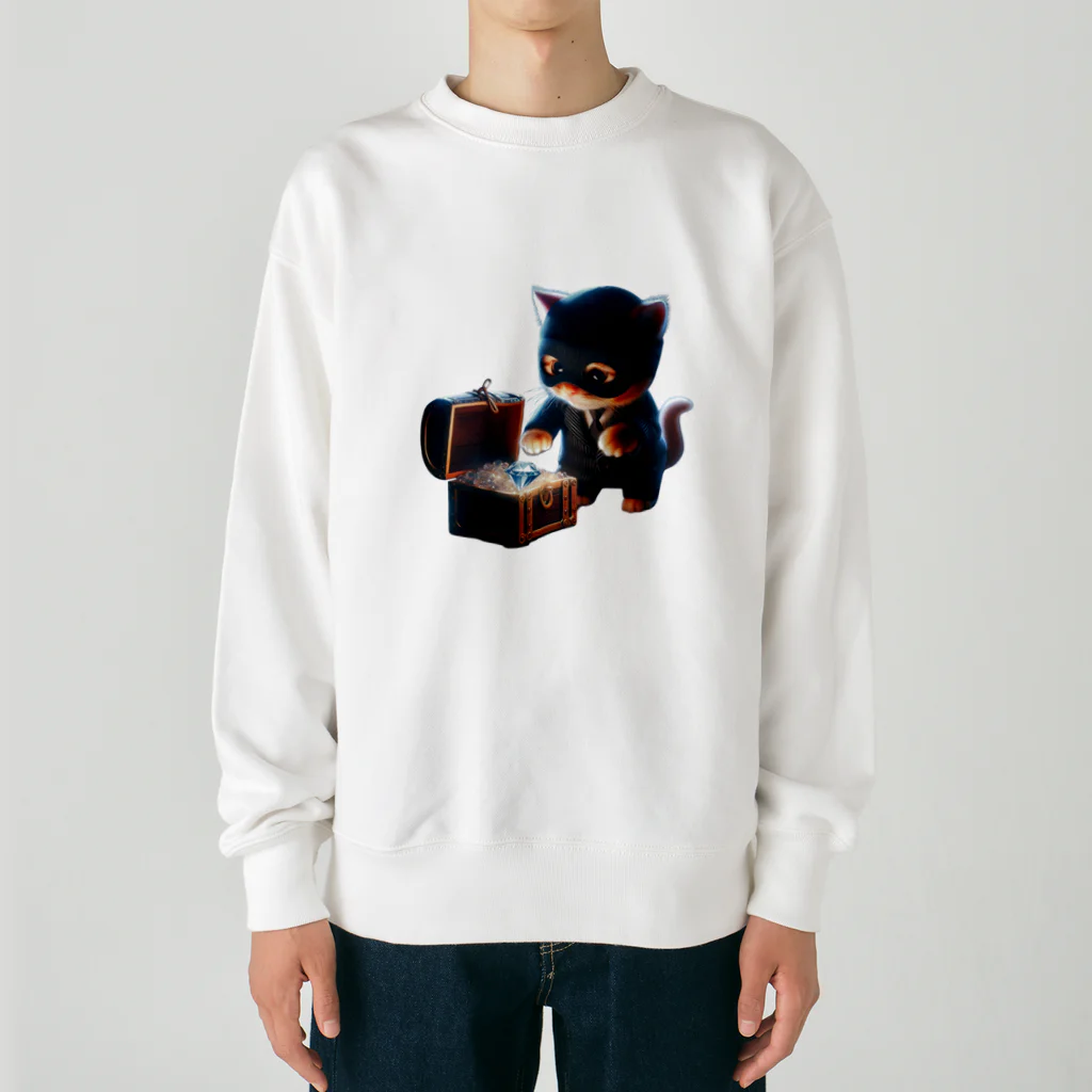 taki・ショップの猫　泥棒 Heavyweight Crew Neck Sweatshirt