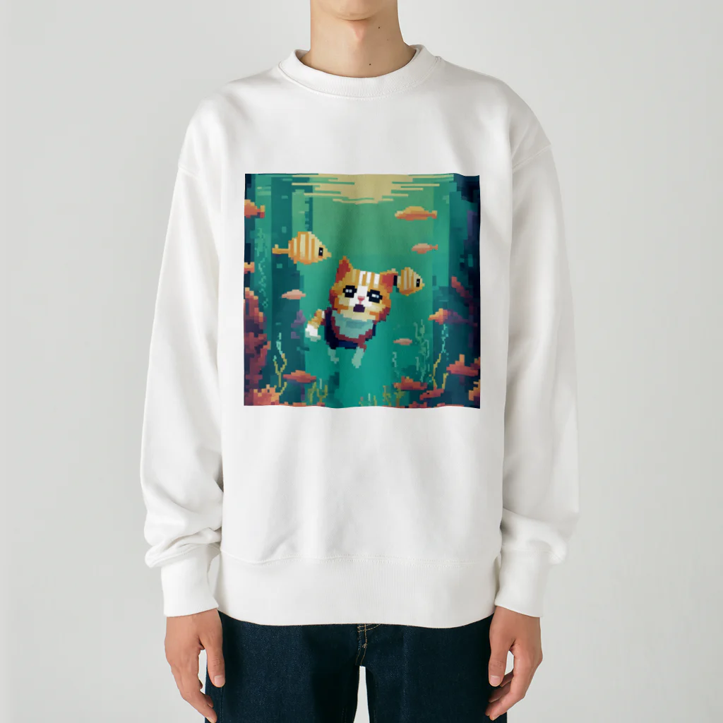 ksks_5386の水中をもぐる猫 Heavyweight Crew Neck Sweatshirt