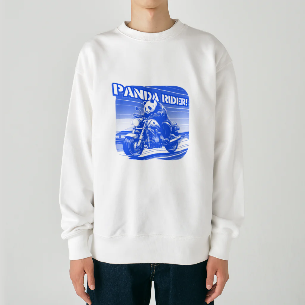 kazu_gのパンダライダー!(ブルー) Heavyweight Crew Neck Sweatshirt