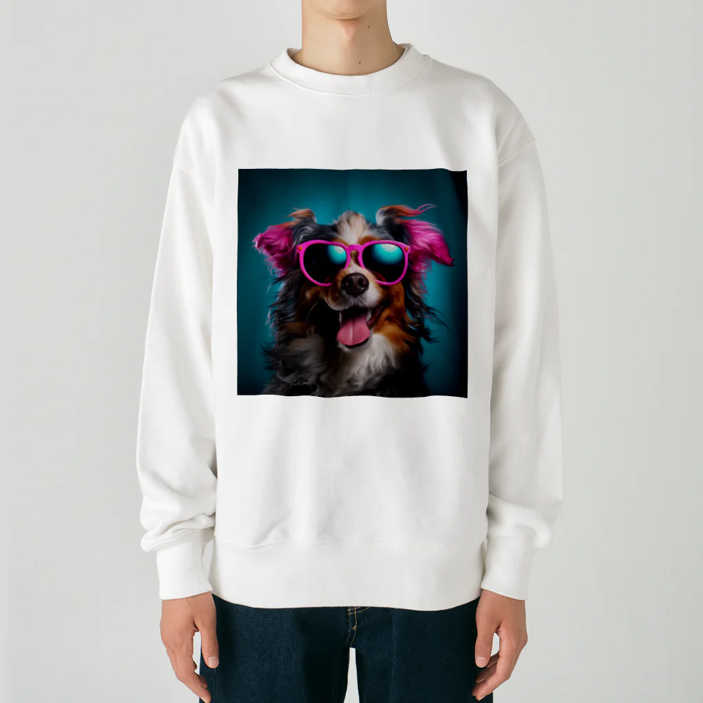 AQUAMETAVERSEのサングラスをかけた、かわいい犬 Marsa 106 Heavyweight Crew Neck Sweatshirt