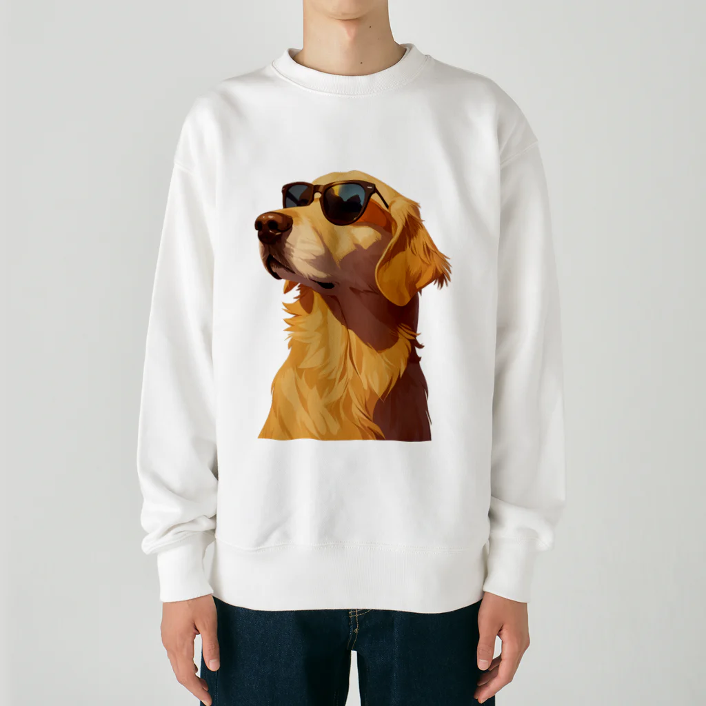 AQUAMETAVERSEのサングラスをかけた、かわいい犬 Marsa 106 Heavyweight Crew Neck Sweatshirt