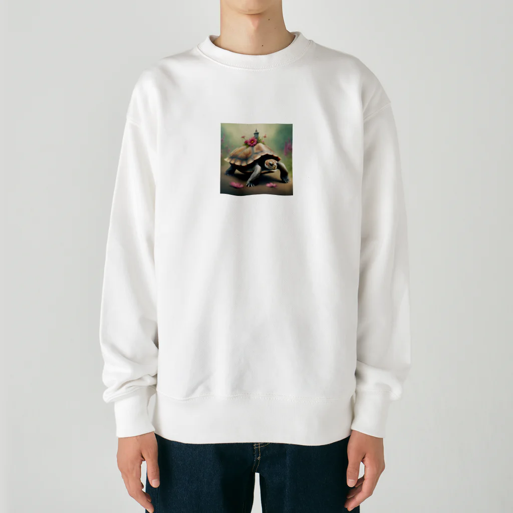 takka_555の癒される動物（カメ） Heavyweight Crew Neck Sweatshirt