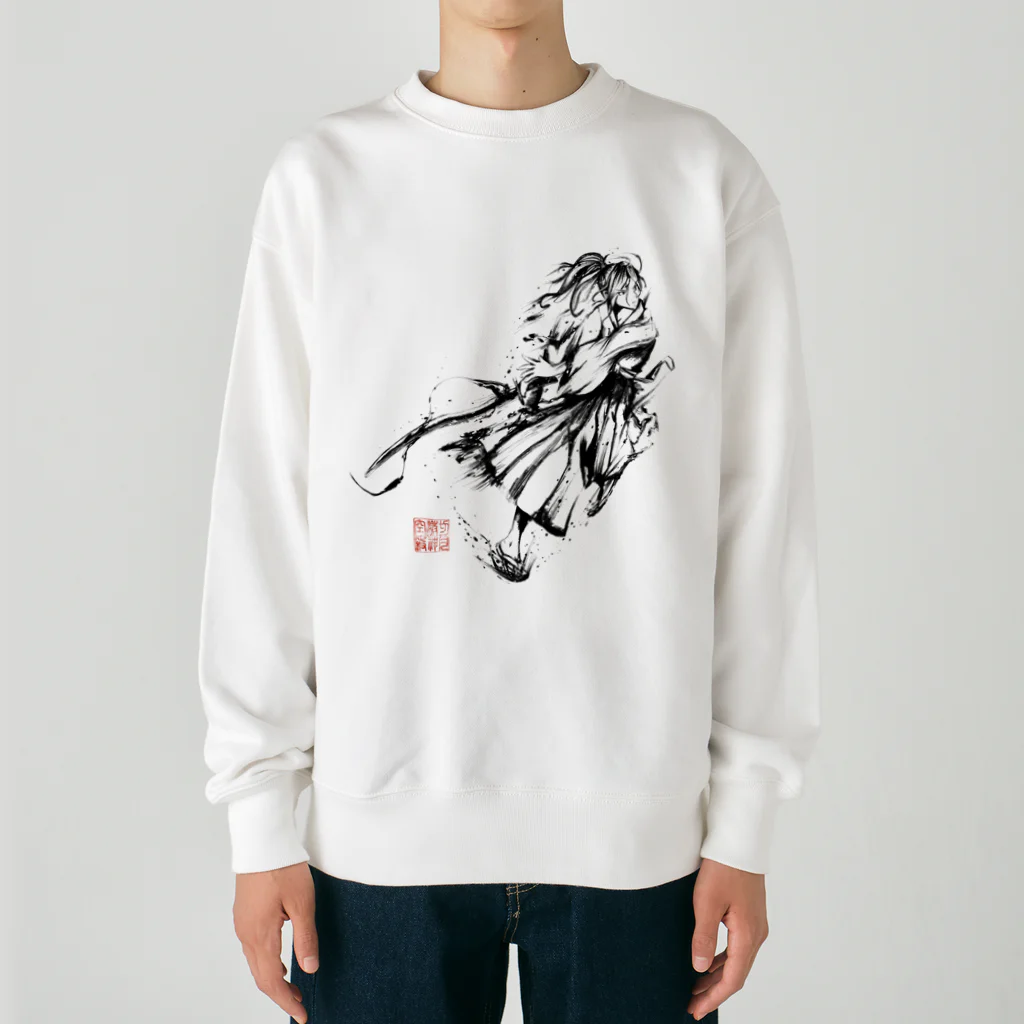 chicodeza by suzuriの墨絵の侍 Heavyweight Crew Neck Sweatshirt