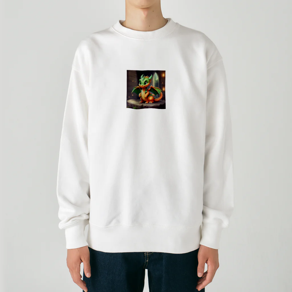 supportの可愛い金運上昇竜 Heavyweight Crew Neck Sweatshirt