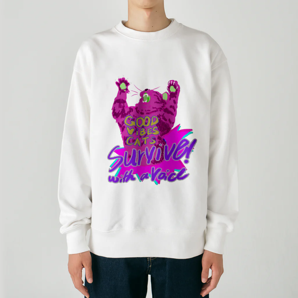 GOOD VIBES CATSの言いたいことがあるやつだけが生き残る Heavyweight Crew Neck Sweatshirt