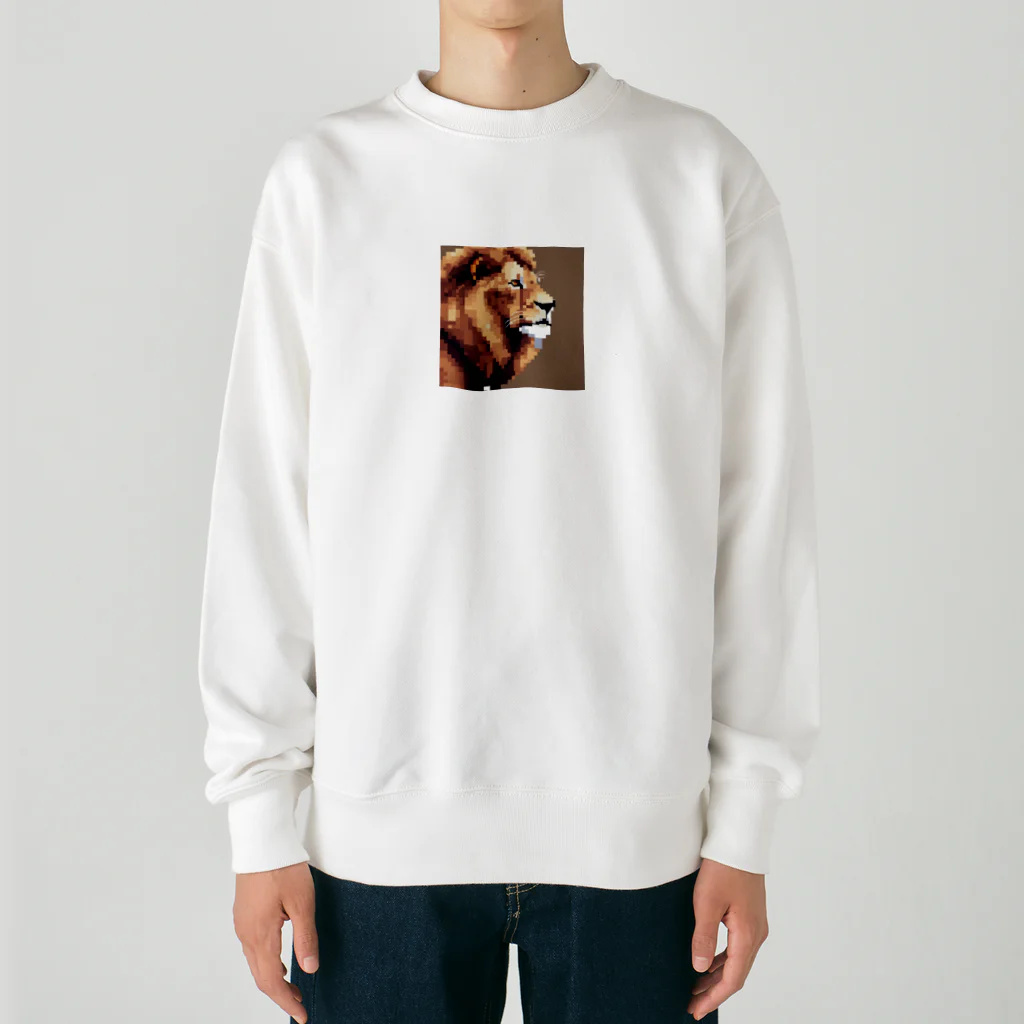 potechi2の毛づくろいをしているライオンの腹部 Heavyweight Crew Neck Sweatshirt