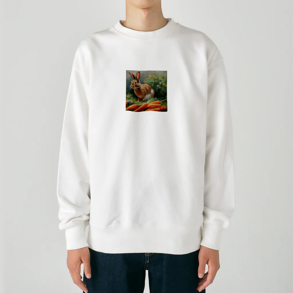 IKINARIの人参とうさぎ Heavyweight Crew Neck Sweatshirt