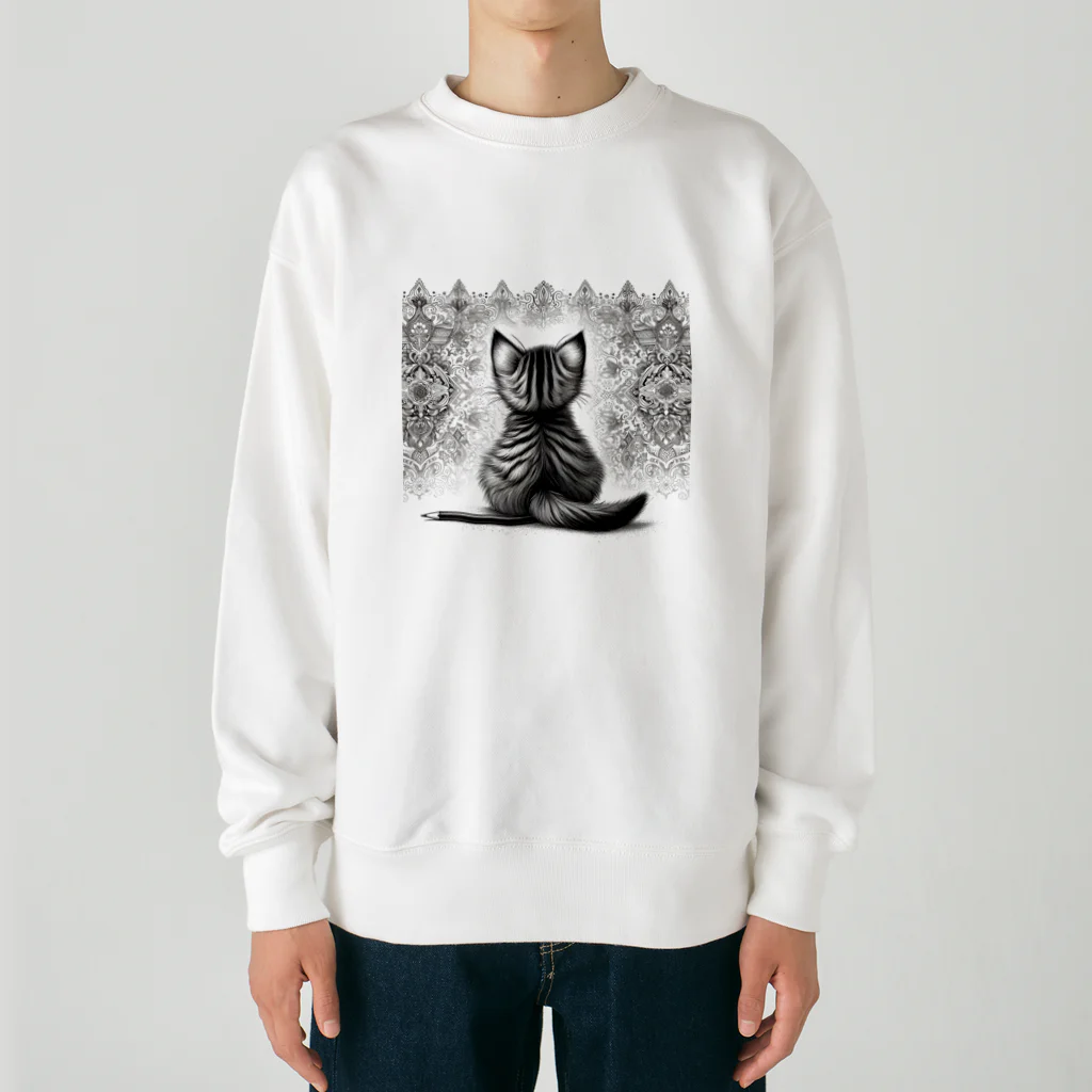 にくきゅう299のBack-raised Dream Cat 3 Heavyweight Crew Neck Sweatshirt