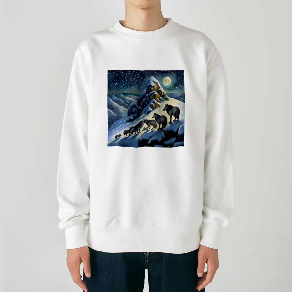 DREAMHOUSEの雪山のオオカミの群れ Heavyweight Crew Neck Sweatshirt