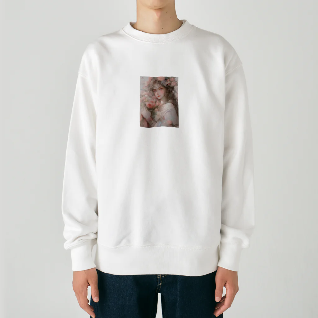 AQUAMETAVERSEのバラの花束と女性　なでしこ1478 Heavyweight Crew Neck Sweatshirt