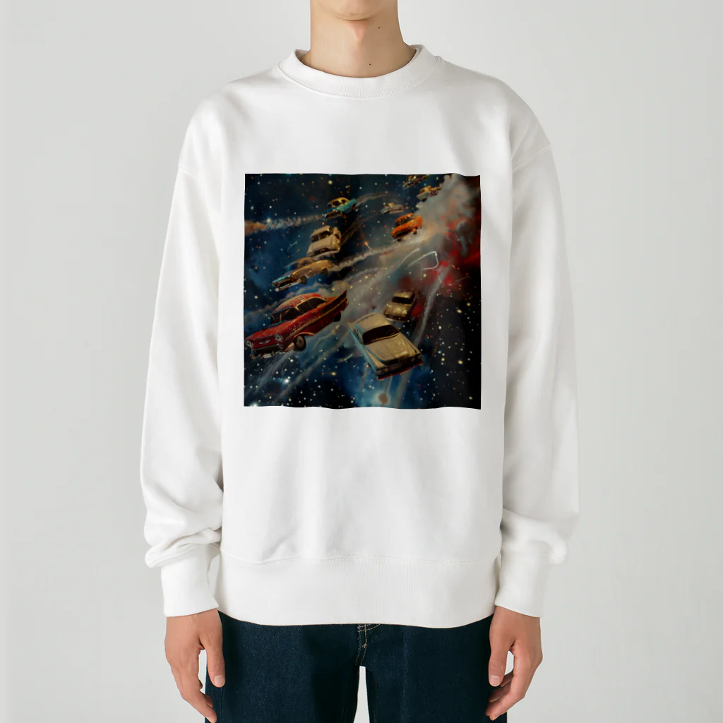 MistyStarkの宇宙を飛び交う車たち Heavyweight Crew Neck Sweatshirt