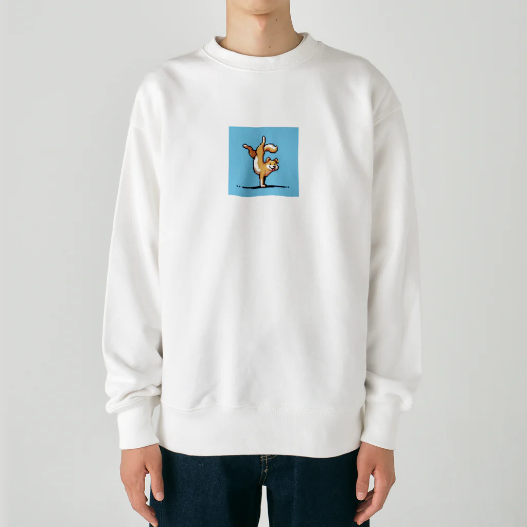 ニャン太郎の逆立ちしている犬 Heavyweight Crew Neck Sweatshirt