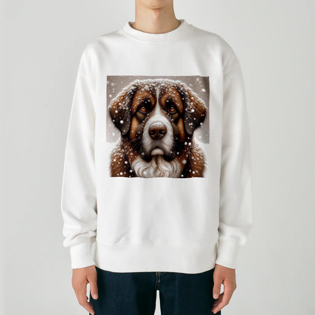 Ama'sの雪の中しかめっ面の犬さん Heavyweight Crew Neck Sweatshirt