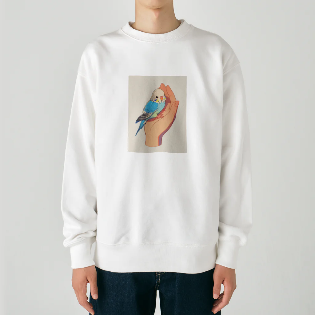 AQUAMETAVERSEの手のひらでおしゃべりセキセイインコの　BLUE PLUM  691 Heavyweight Crew Neck Sweatshirt