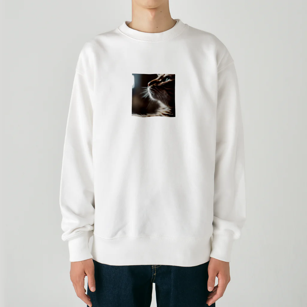 feliceの窓辺で風を感じている猫 Heavyweight Crew Neck Sweatshirt