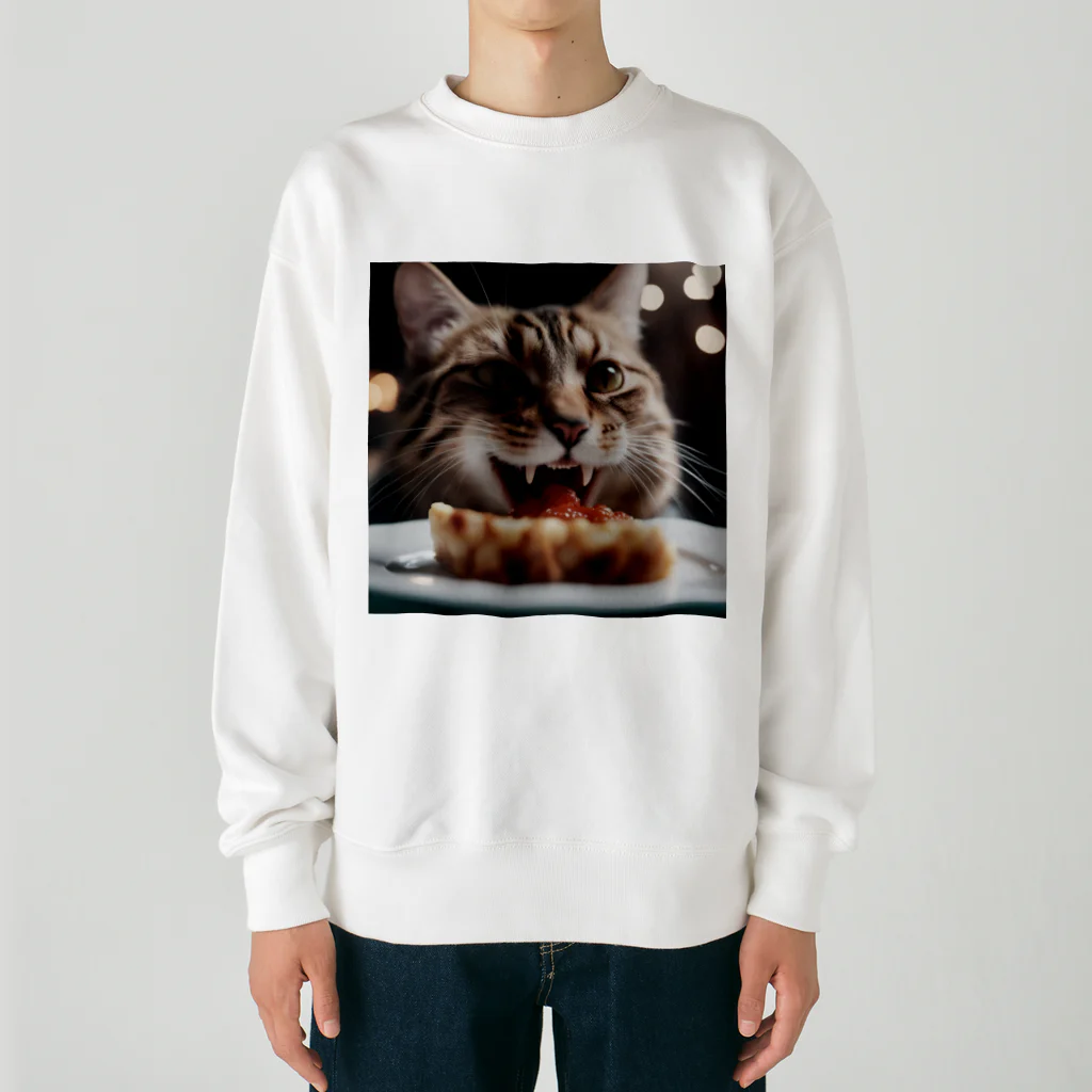 feliceのごはんを食べている猫 Heavyweight Crew Neck Sweatshirt