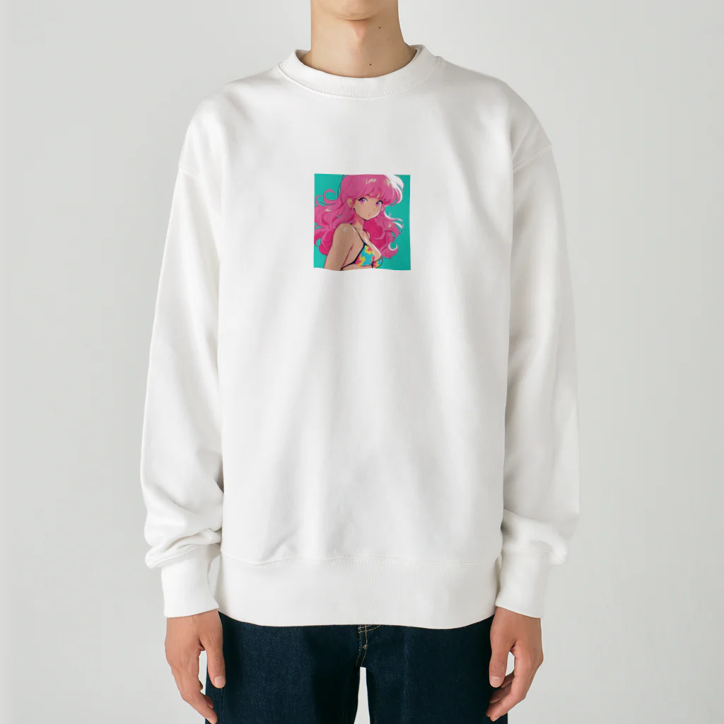 toya-General storeのピンクヘアーレトロガール Heavyweight Crew Neck Sweatshirt