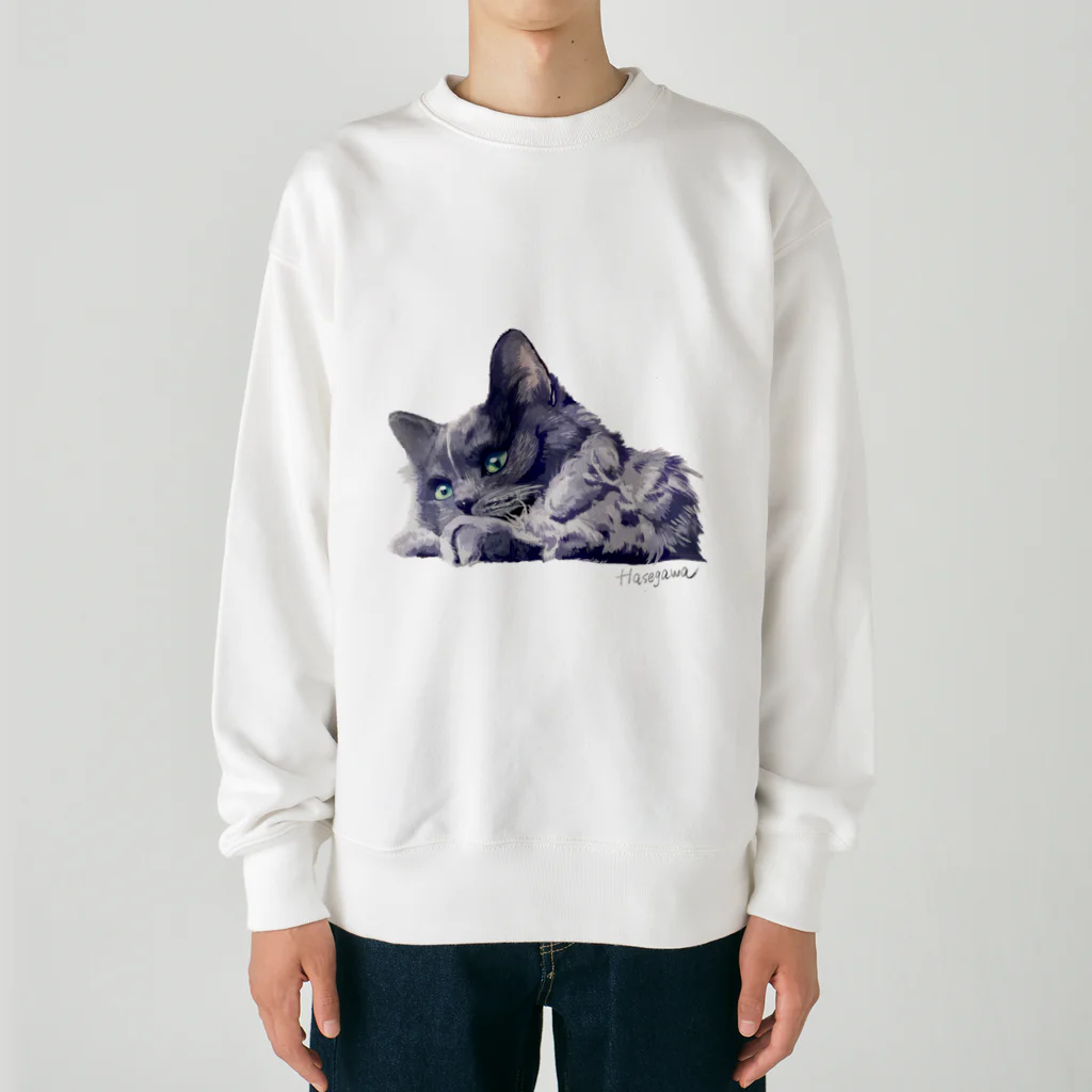 Hasegawa.のおおかみねこのもっちゃん Heavyweight Crew Neck Sweatshirt