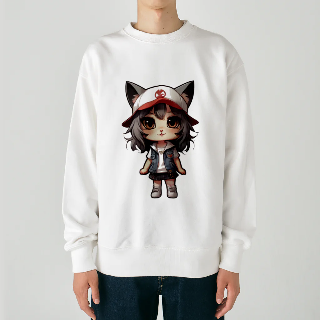 RANRAN2432MPJの猫派アイドル【にゃ美ちゃん】 Heavyweight Crew Neck Sweatshirt