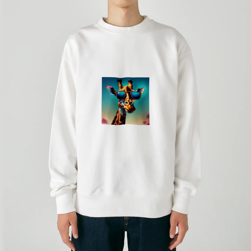 GIRAFFEのサングラスをかけたキリン Heavyweight Crew Neck Sweatshirt