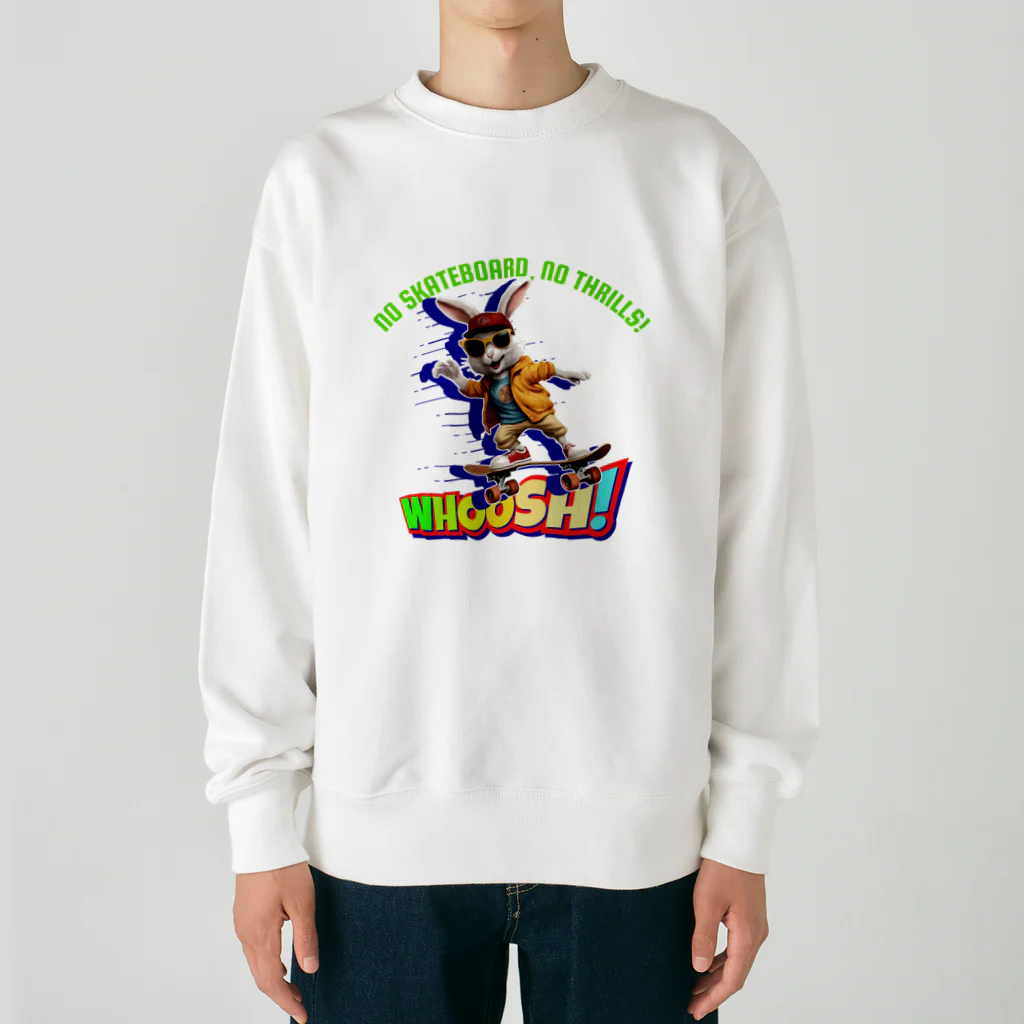 kazu_gのスケボーのない人生なんて!(ウサギ) Heavyweight Crew Neck Sweatshirt