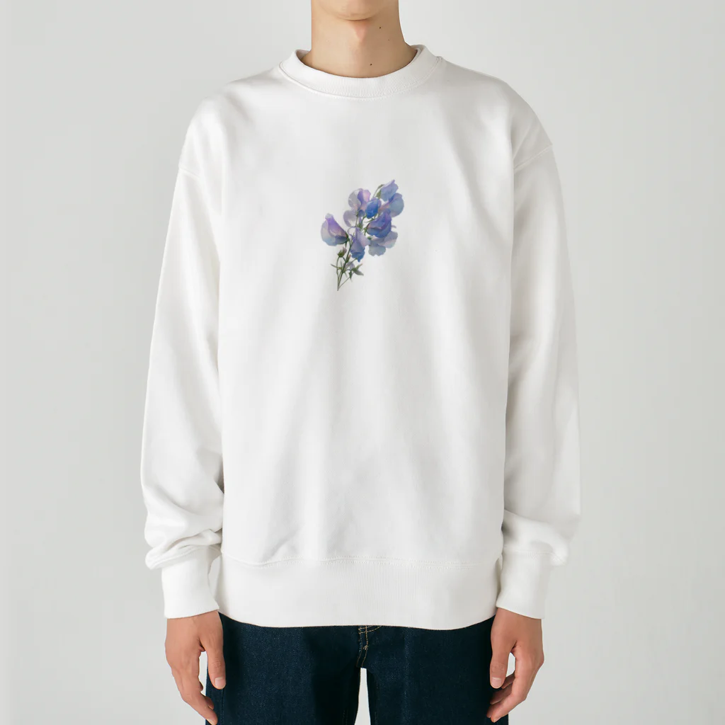 AQUAMETAVERSEのブルーパプルの色のスイトピー　なでしこ1478 Heavyweight Crew Neck Sweatshirt