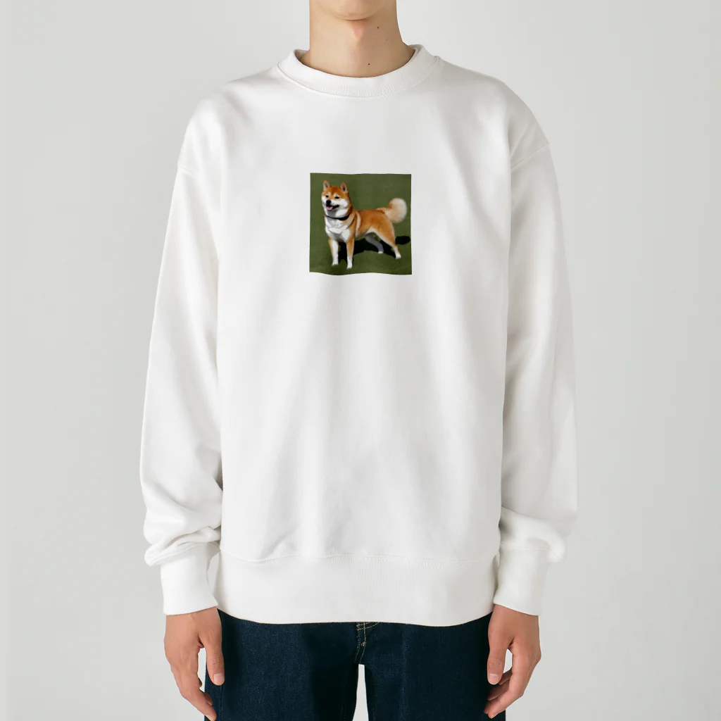 柴犬大好きマンのかわいい柴犬　赤毛 Heavyweight Crew Neck Sweatshirt