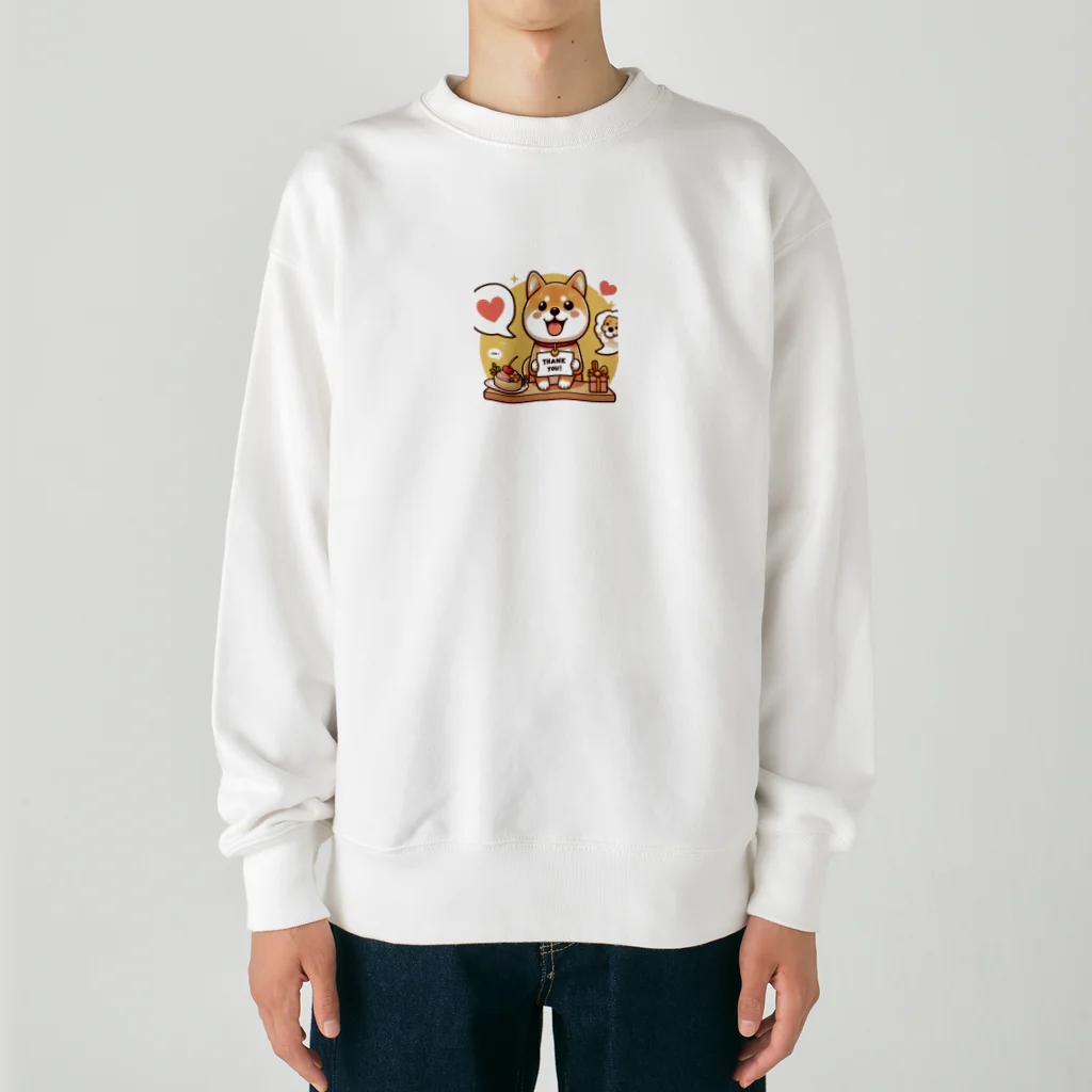 メアリーの可愛らしい表情の柴犬が感謝の気持ちを込めて Heavyweight Crew Neck Sweatshirt