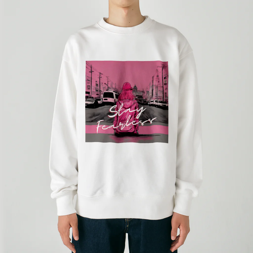 L（エル）のピンクアートの女の子 Heavyweight Crew Neck Sweatshirt