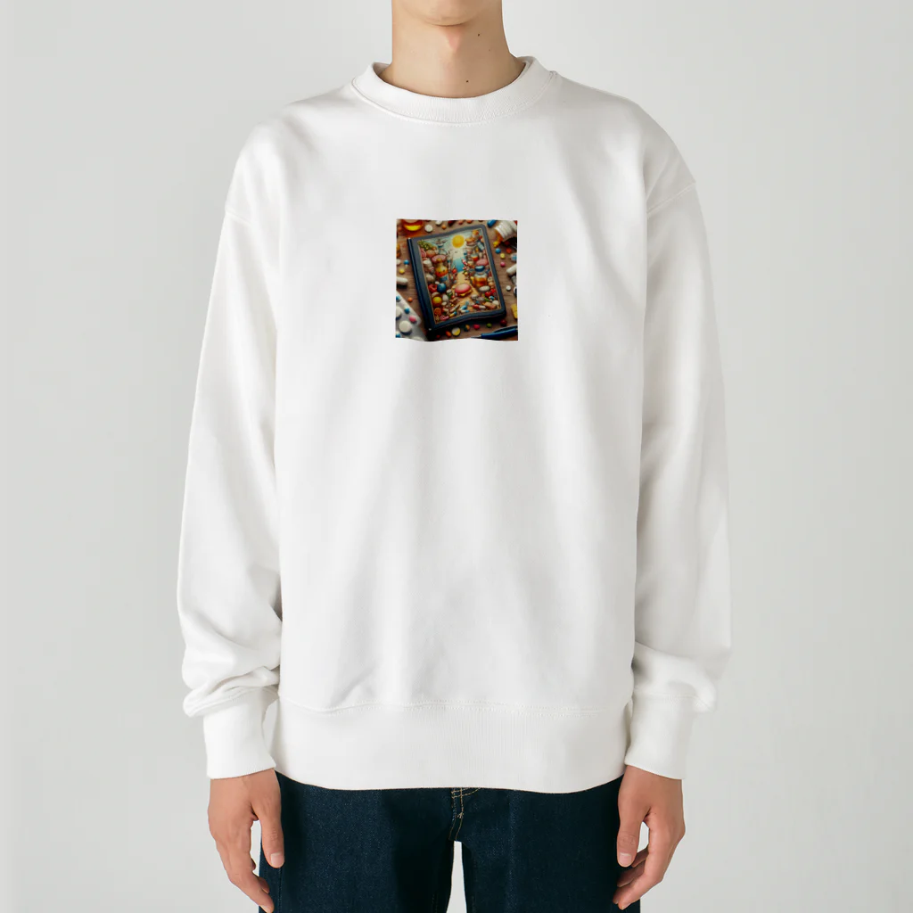 kumakuma____のクスリ絵2 Heavyweight Crew Neck Sweatshirt