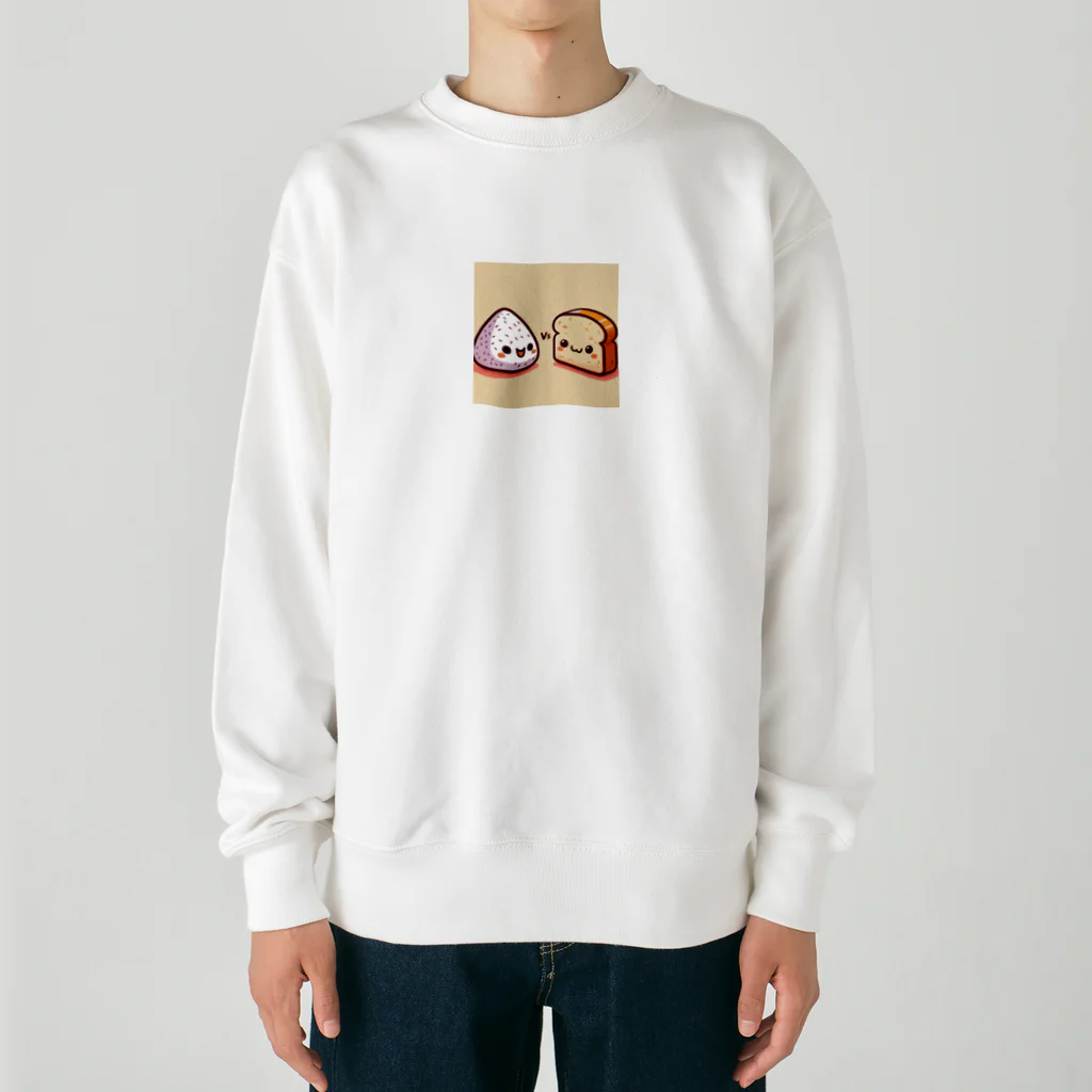 kawaii和食のおにぎりVS食パンの戦い Heavyweight Crew Neck Sweatshirt