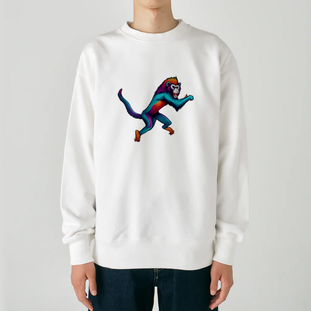 卵かけご飯 / Egg over riceのカラフルなマンドリル Heavyweight Crew Neck Sweatshirt