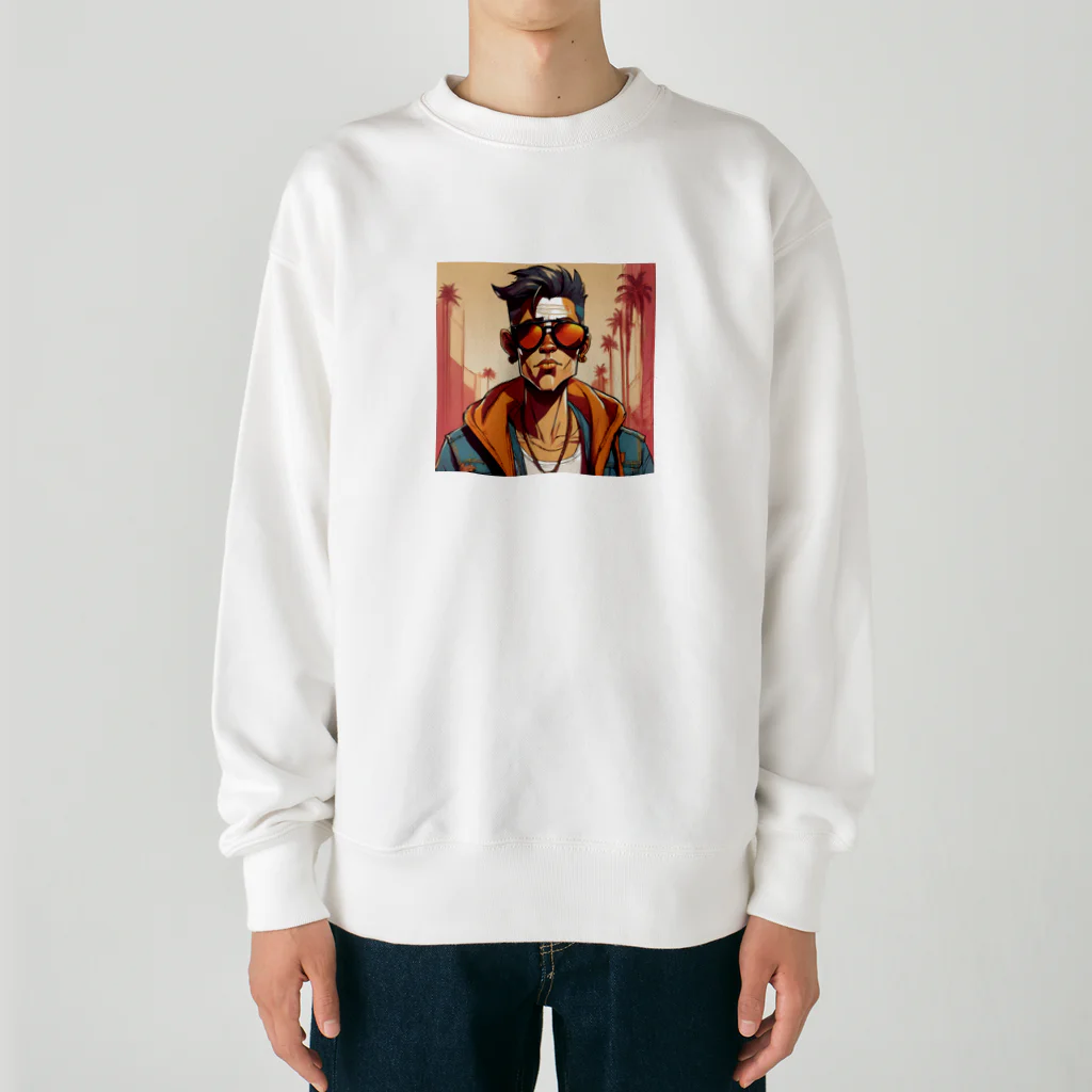 パワドラのサングラスをかけたイケオジ Heavyweight Crew Neck Sweatshirt