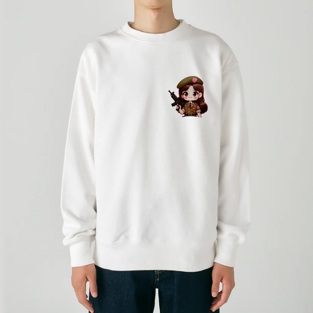 WakuWakustoreのarmy girl Heavyweight Crew Neck Sweatshirt