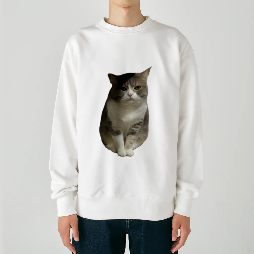 むっちり猫のむっちり丸の不機嫌な美猫 ミロ姫 Heavyweight Crew Neck Sweatshirt