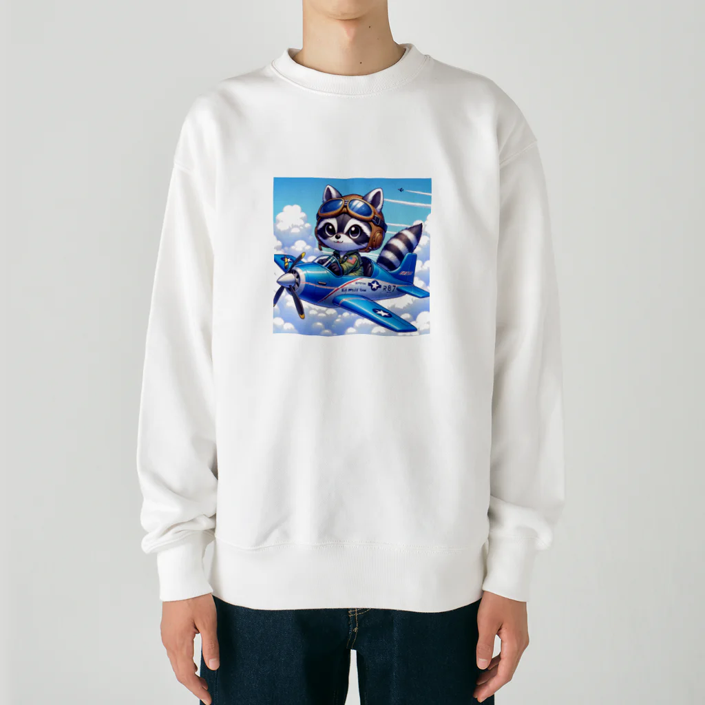 valtanamnのでふぉるめタッチな狸が操縦するレシプロ戦闘機 Heavyweight Crew Neck Sweatshirt