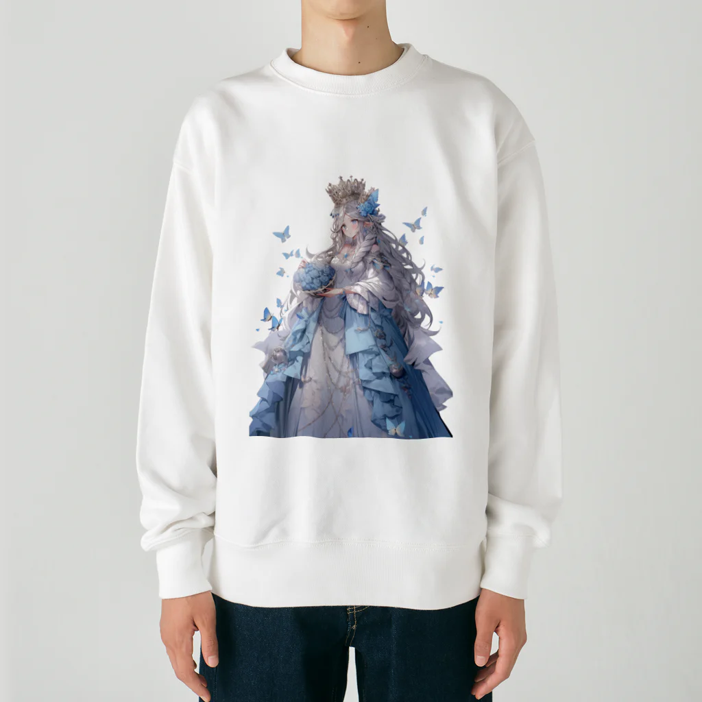 AQUAMETAVERSEのクｲーン美しい、ブルー　なでしこ1478 Heavyweight Crew Neck Sweatshirt