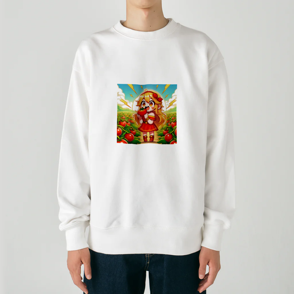 bottaの可愛い、リコピン、トマト食べてる Heavyweight Crew Neck Sweatshirt